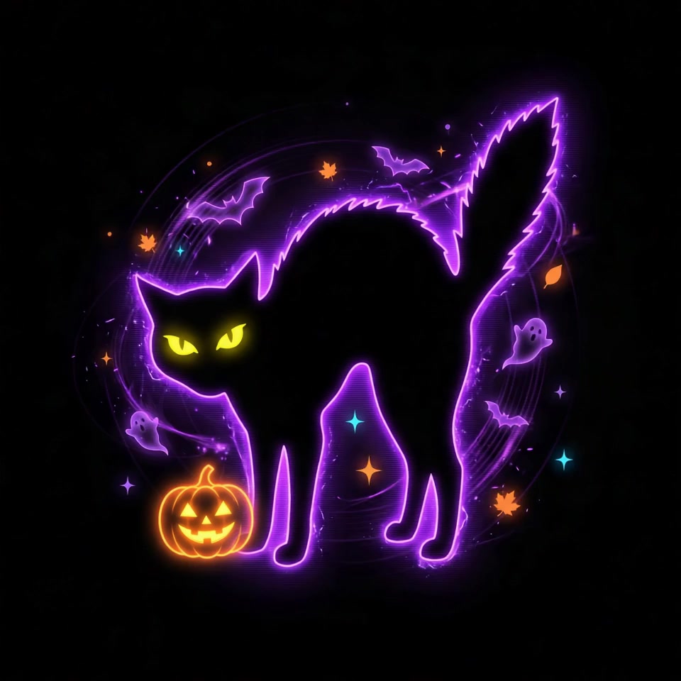Halloween Black Cat Neon